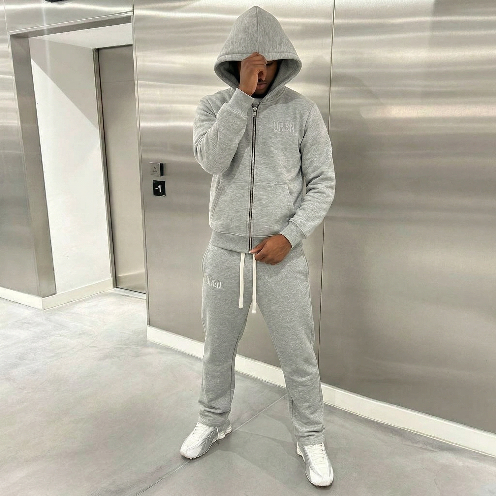 gray zipup hoodie